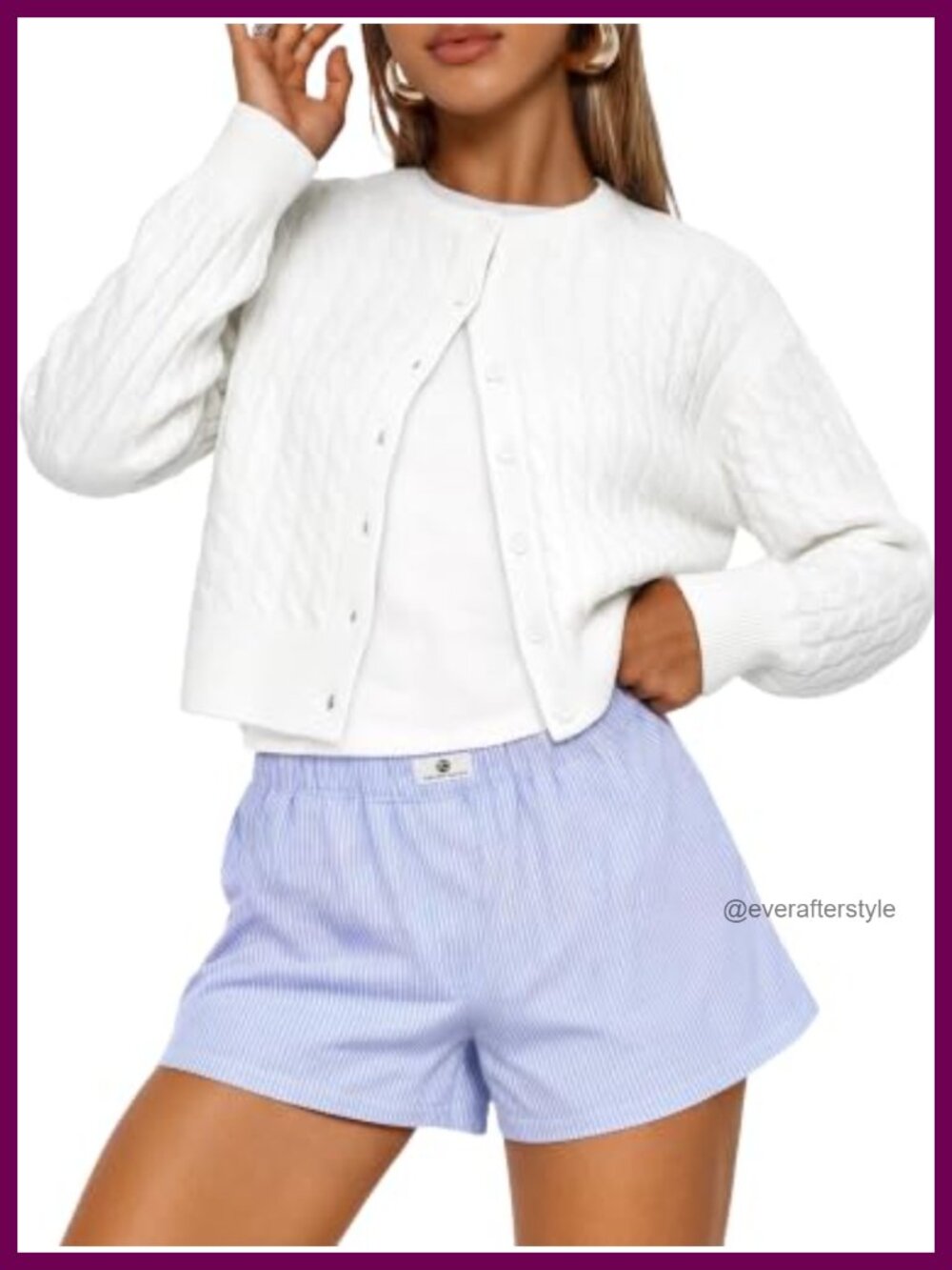 Cable Knit Cropped Cardigan Button Up Long Sleeve Women's Sweater